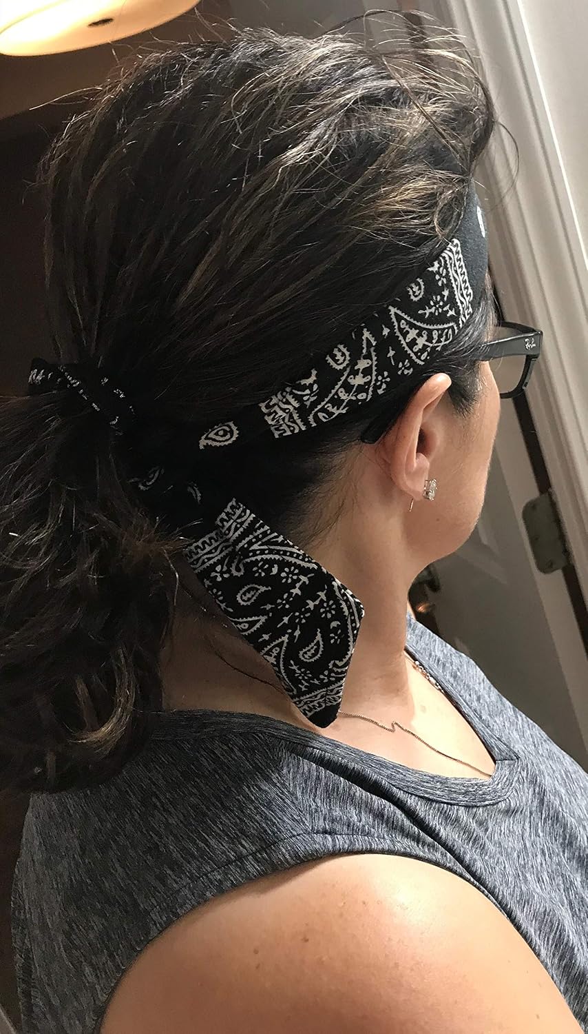Headbands Tie on Headband for Women Men Running Athletic Hair Head Band Elastic Sports Sweat Basketball Sweatband Stetchy Yoga Workout Sweatbands Adjustable Non-Slip Moisture Wicking - Image 9