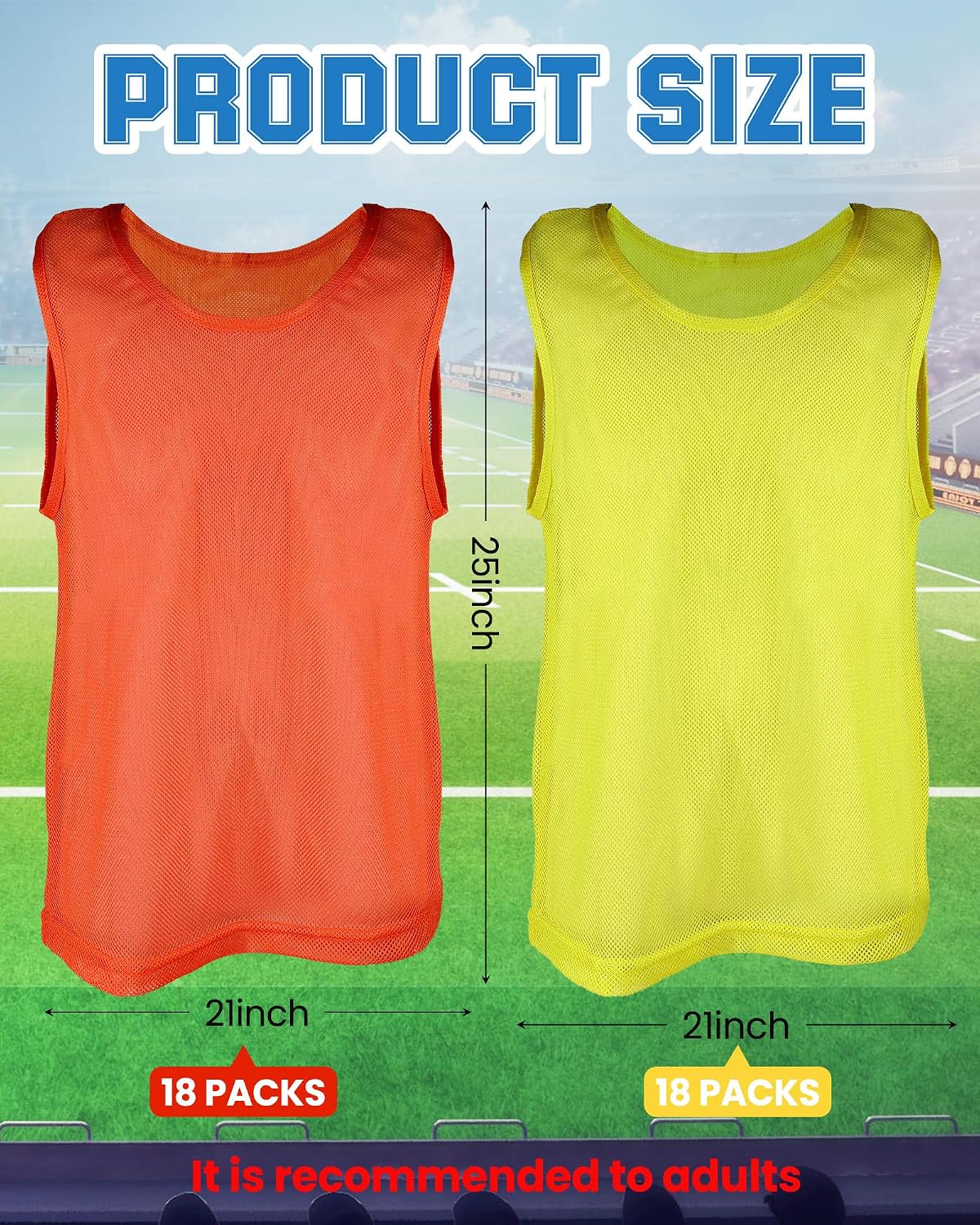 Pasimy 36 Pcs Adult Pinnies Scrimmage Vests Youth Pinnies Team Practice Jerseys for Sports Soccer Football Basketball - Image 2
