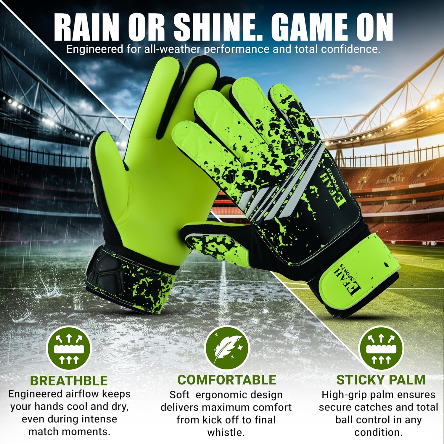 Soccer Goalie Goalkeeper Gloves for Kids Boys Children Youth | Strong Grip Latex Palm - Image 2