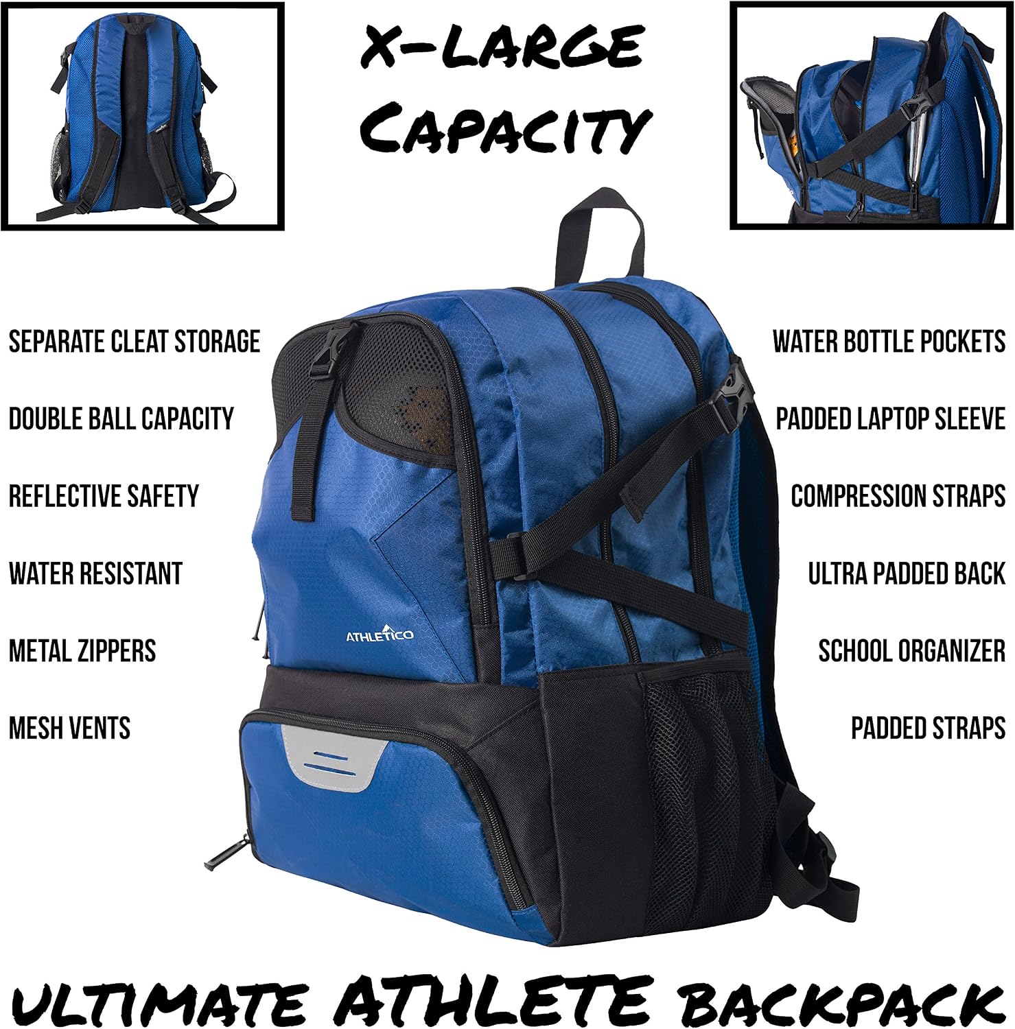 Athletico National Soccer Bag - Backpack for Soccer, Basketball & Football Includes Separate Cleat and Ball Holder - Image 2