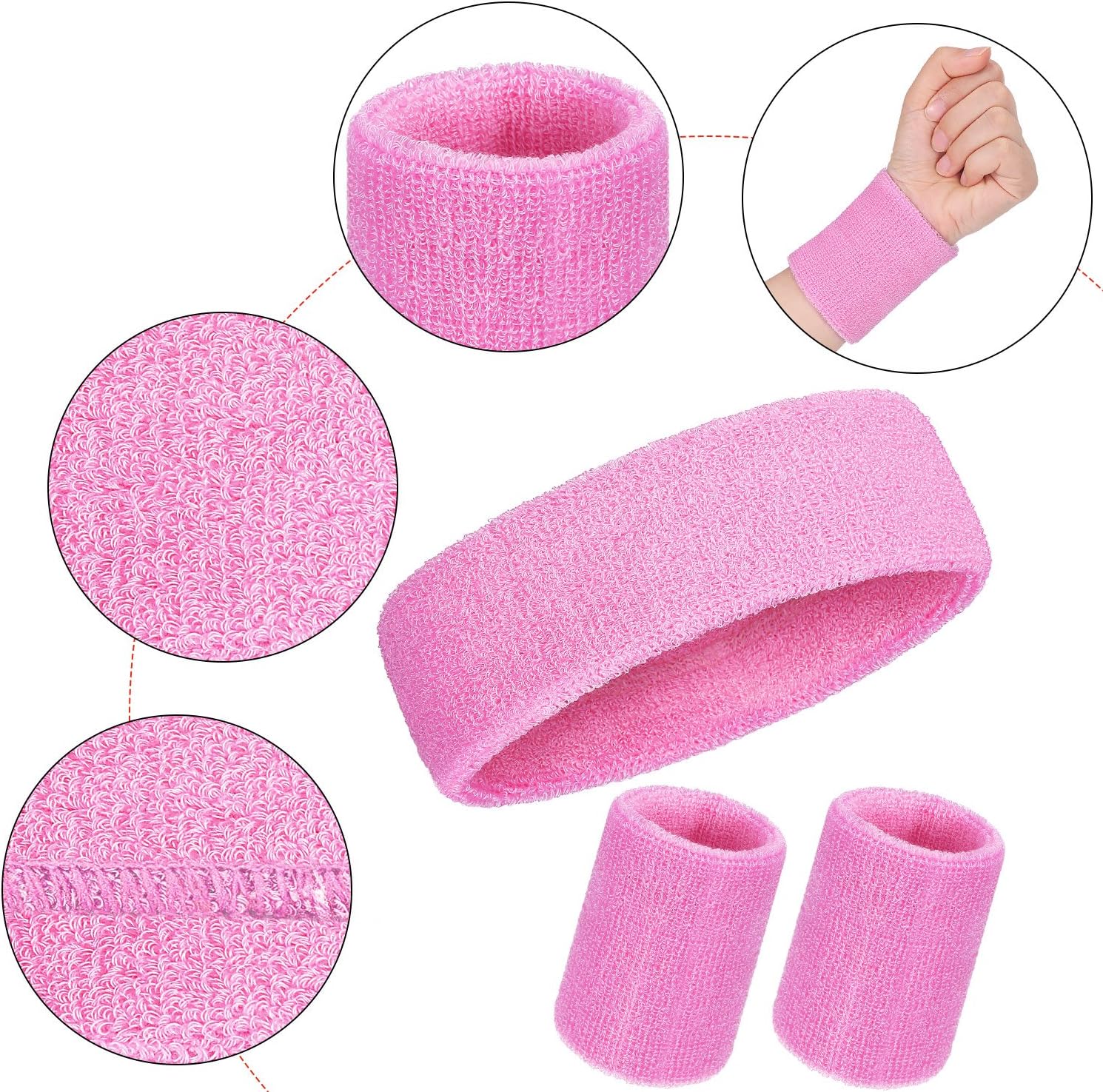 WILLBOND 3 Pcs Sweatbands Set 80s 90s Neon Sports Headband Tennis Striped Sweat Band Sports Competitions Games for Men Women Party Supplies - Image 3