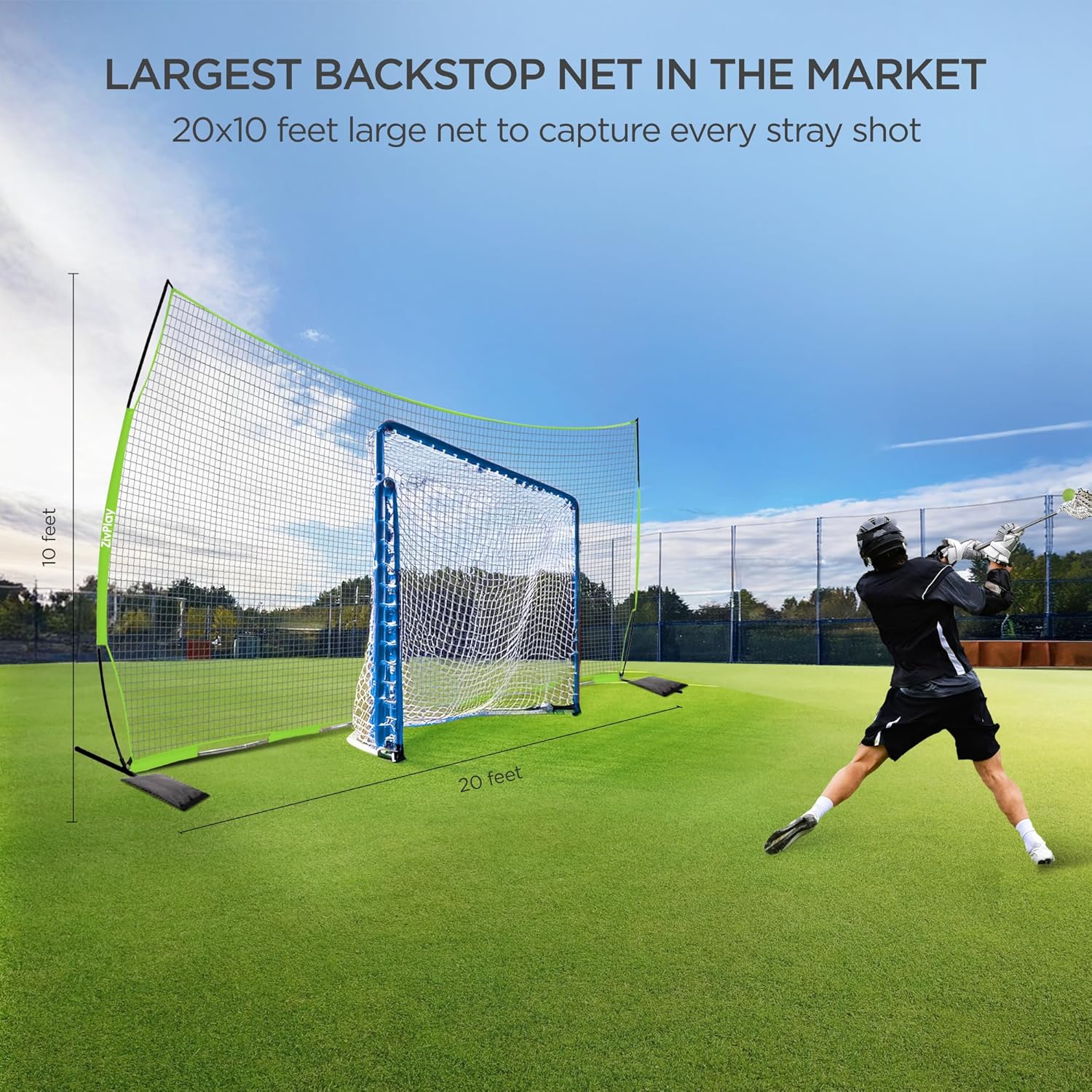 Lacrosse Backstop Net for Backyard Basketball Net Catcher Backstop Net | Portable Multisport Barricade Net Includes Carry Bag 2 Sand Bags 4 Ground Stakes Easy Setup - Image 4