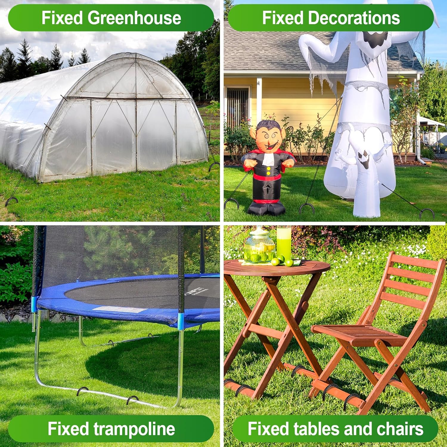 Trampoline Stakes Anchors High Wind 12''Ground Anchor Tent Stakes Heavy Duty, U Rebar Stakes Trampoline Accessories - Image 7