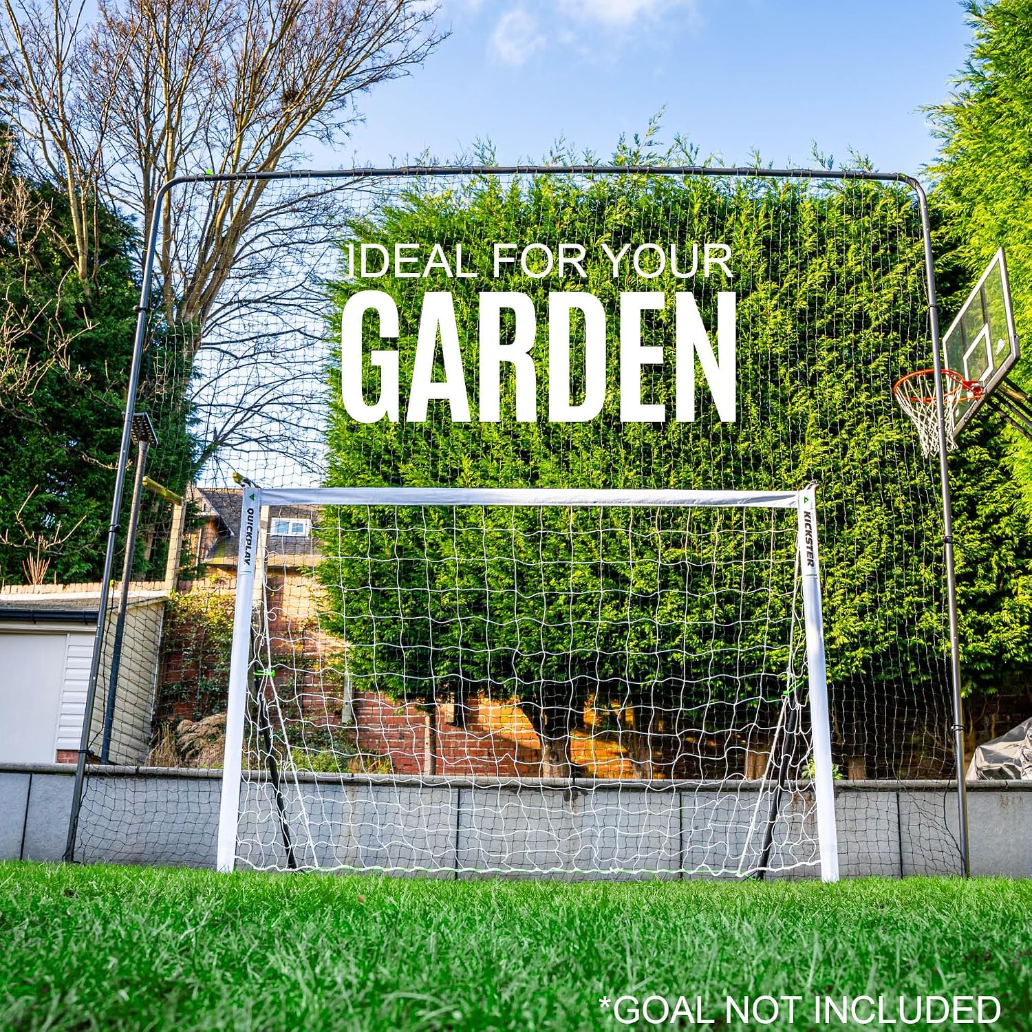 QuickPlay 10ft Sports Barrier Net System - Ball Stop Backstop Netting | Heavy-duty weather-resistant net, Modular & expandable, Catches shots & throws, Backyard & pro use, Carry bag - Image 3