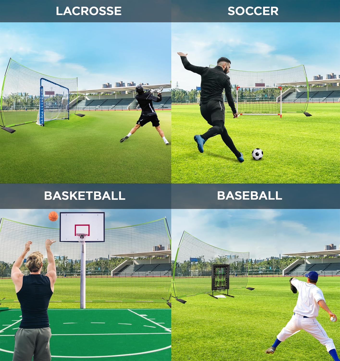 Lacrosse Backstop Net for Backyard Basketball Net Catcher Backstop Net | Portable Multisport Barricade Net Includes Carry Bag 2 Sand Bags 4 Ground Stakes Easy Setup - Image 3