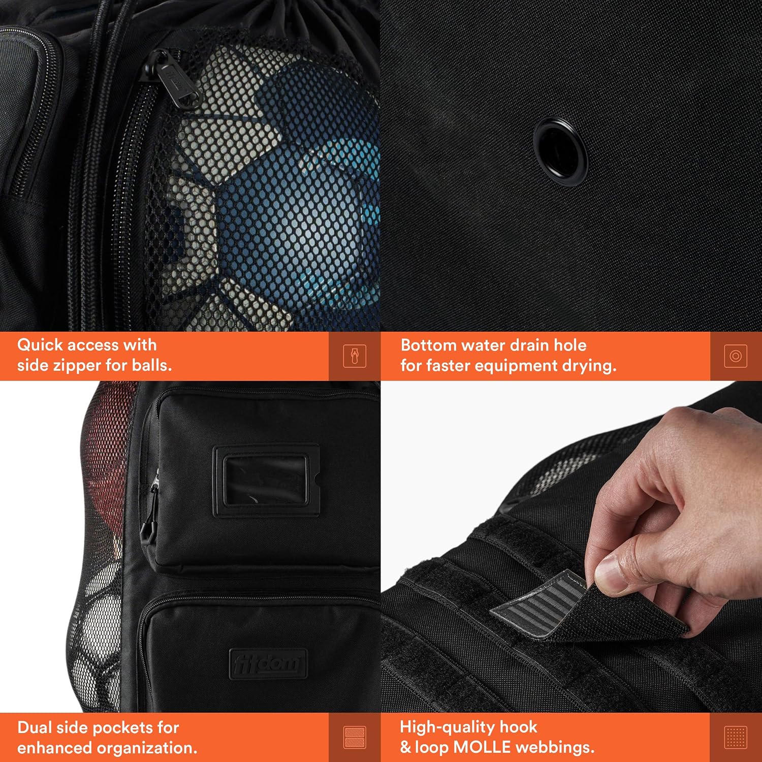 XL Mesh Ball Bag with Backpack Straps & 2 Zippered Front Pockets | Heavy Duty Ball Storage for Coaches, Holds 13+ Soccer Balls with Backpack Carry for Team Sports, Practice & Training Gear - Image 4
