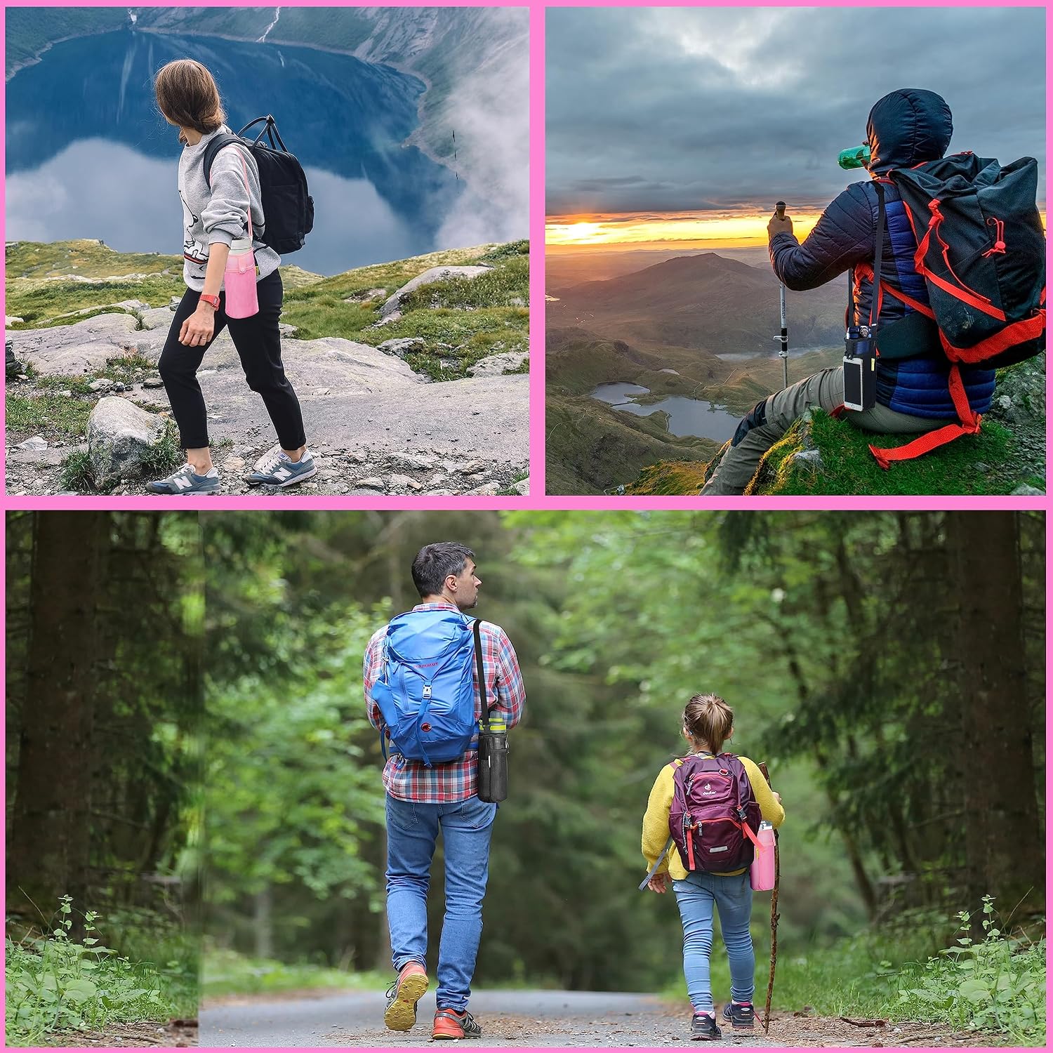 Hands Free Water Bottle Carrier with Strap for Hiking, Walking | Hands Free Bottle Sling Bag, Easy Clean, Lightweight, Foldable, Space Saving Carrier Suitable for Daily Essentials - Image 3