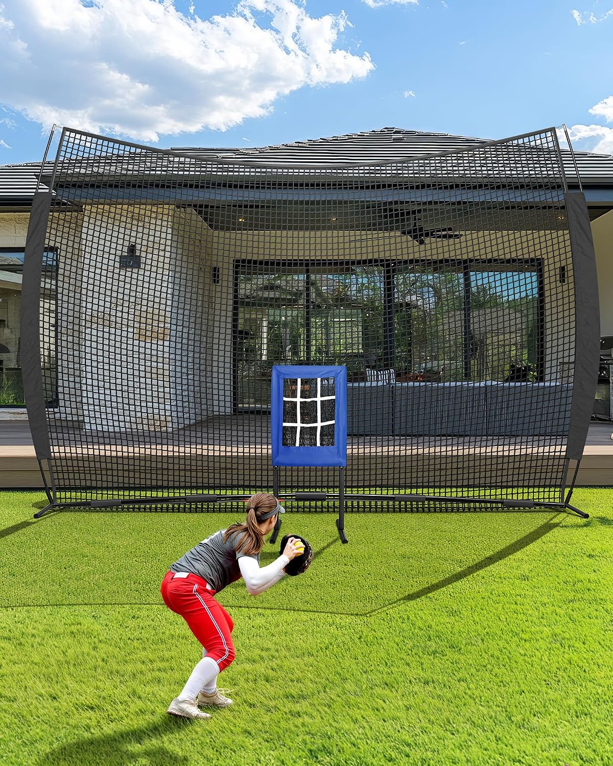 12x9/16x10/20x10ft Backstop Net, Ball Sports Barrier Netting | Protection Screen for Baseball Softball Lacrosse Soccer Hockey Training for Backyard, with Carry Bag - Image 7