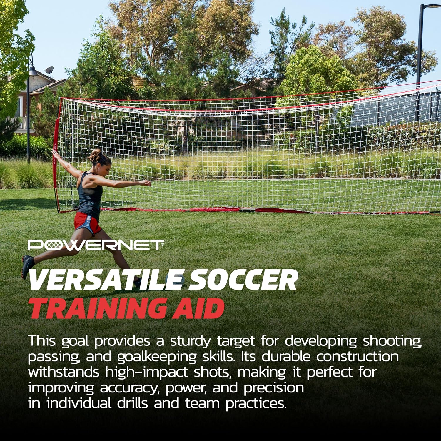 PowerNet Soccer Goal for Backyard, 3Mx2M / 6x4 / 8x4 / 12x6 / 14x7 /18.5x6.5 / 21x7 / 24 x 8 Portable Soccer Net, Sports & Outdoors Training Equipment, Quick Setup 1 Goal & Zipper Storage Bag - Image 4