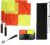 redgino Soccer Referee Kit 2 Pcs Checkered Linesman Soccere Flags, Red Yellow Ref Cards with Notebook and Pencil,Coach Stainless Steel Whistles with Storage Bag