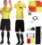 redgino Soccer Referee Kit Pro Soccer Referee Shirt Jersey,Ref Costume Shorts,Coach Whistle,Referee Socks, Linesman Flags and Cards Umpire Uniform Sport Accessory for Adult Teenager