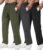 lomsoe 3 Pack Men’s Athletic Pants with Zip Pockets, Lightweight Workout Sweat Pants Gifts for Men