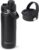 ThermoProof Insulated Water Bottle – Stainless Steel, Wide Mouth, Flip & Spout Lids, Leakproof, Dishwasher Safe, Reusable – Keeps Drinks Hot or Cold – for Adults & Kids – 18oz, Black