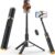 Phone Tripod & Selfie Stick with Remote, Portable Travel Phone Stand for Video Recording Vlog, Extendable Cell Phone Holder Compatible with iPhone Android, Black, 62″