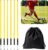5 FT Adjustable Soccer Agility Poles with Steel Ground Spring Nails | Speed and Agility Training Equipment for Soccer, Football, Basketball, Dog and Horse Drills (6 Pack) (Yellow)
