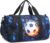 Kids Duffle Bag Boys Girls Overnight Travel Sport Gym Bag Weekender Carry On Shoulder Bag with Shoe Compartment & Wet Pocket (Soccer Black Blue)