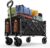 Blomoba Folding Wagon Cart with Wheels, 220lbs Utility Wagon Cart, Black | Collapsible Wagon with 360° All-Terrain Wheels & Adjustable Handle, Foldable Cart for Groceries Camping Sports Gardening