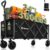 34” Extra Long Folding Portable Wagon Cart, 120L 360LBS Black | Wagons Carts Foldable, Heavy Duty, Collapsible Compact Storage, Utility for Shopping/Grocery/Garden/Camping/Sports